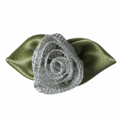 Roosjes zilver met blad 30 a 20 mm 10 stuks 