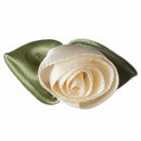 Roosjes creme met groen blad 30 a 20 mm (10 stuks)