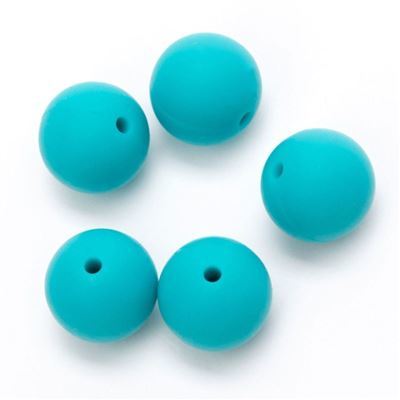 Kraal 15 mm siliconen 325 aqua blauw