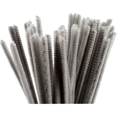 Chenille 6 mm - 30 cm grijs licht 25 stuks 