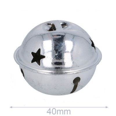 Belletje 40 mm zilver met ster 4 stuks 