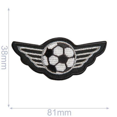 Applicatie voetbal met vleugels 38 a 81 mm