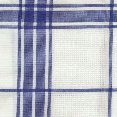 Theedoek geruit blauw met aida blokken 27 st 