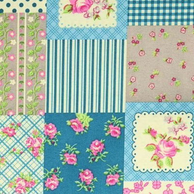 Stof Patchwork rozen donker blauw per 100 cm 