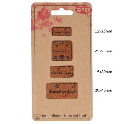 Applicatie skai-leren label Made with Love for you 4 stuks 