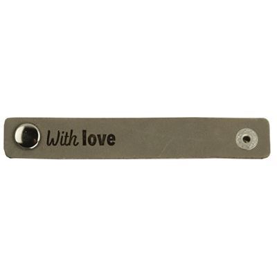 Leren Label - With Love 003 Bruin grijs 100 a 15 mm 2 stuks 