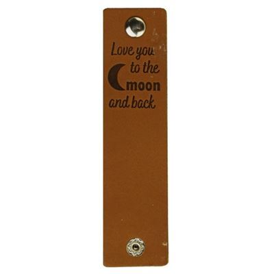 Leren Label - Love you to the moon and back 004 cognac 120 a 30 mm 2 stuks 