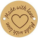 Leren Label rond - Made With Love 01 Naturel 35 mm (2 stuks)