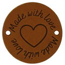 Leren Label rond - Made With Love 04 Cognac 35 mm (2 stuks)