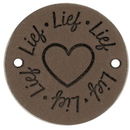 Leren Label rond - Lief 03 bruin grijs 35 mm (2 stuks)