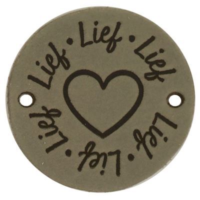 Leren Label rond - Lief 02 groen 35 mm 2 stuks 