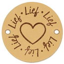 Leren Label rond - Lief 01 naturel 35 mm (2 stuks)