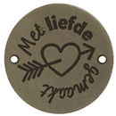 Leren Label rond - met liefde gemaakt 02 grijs 35 mm (2 stuks)
