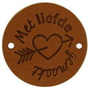 Leren Label rond - met liefde gemaakt 04 cognac 35 mm (2 stuks)