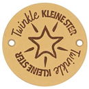 Leren Label rond - Twinkle kleine ster 01 naturel 35 mm (2 stuks)