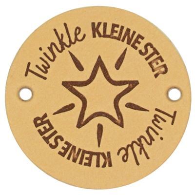 Leren Label rond - Twinkle kleine ster 01 naturel 35 mm 2 stuks 