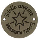 Leren Label rond - Twinkle kleine ster 02 groen 35 mm (2 stuks)
