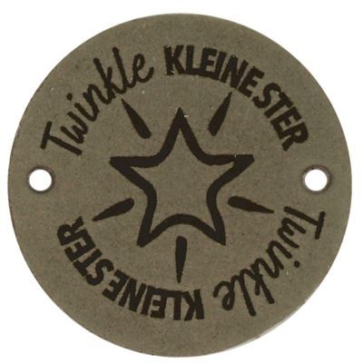 Leren Label rond - Twinkle kleine ster 02 groen 35 mm 2 stuks 