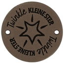 Leren Label rond - Twinkle kleine ster 03 bruin grijs 35 mm (2 stuks)
