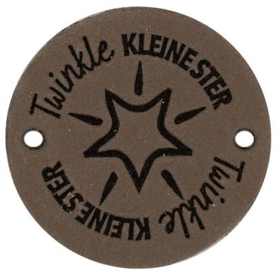 Leren Label rond - Twinkle kleine ster 03 bruin grijs 35 mm 2 stuks 