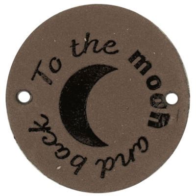 Leren Label rond - To the moon and back 03 bruin grijs 35 mm 2 stuks 
