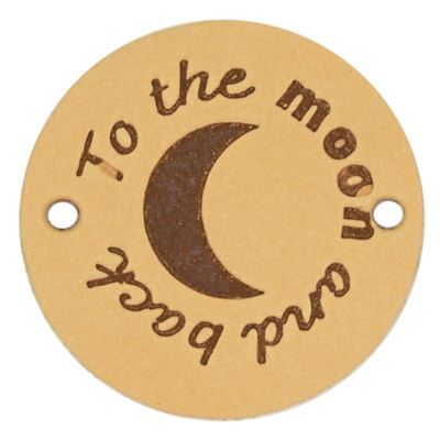 Leren Label rond - To the moon and back 01 naturel 35 mm 2 stuks 
