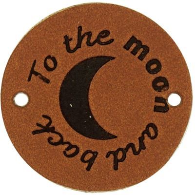 Leren Label rond - To the moon and back 04 cognac 35 mm 2 stuks 