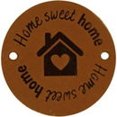 Leren Label rond - Home Sweet Home 04 cognac 35 mm (2 stuks)