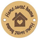 Leren Label rond - Home Sweet Home 01 naturel 35 mm (2 stuks)