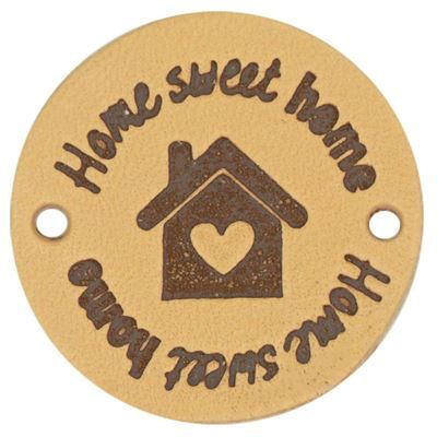 Leren Label rond - Home Sweet Home 01 naturel 35 mm 2 stuks 