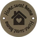 Leren Label rond - Home Sweet Home 02 groen 35 mm (2 stuks)