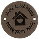 Leren Label rond - Home Sweet Home 03 bruin grijs 35 mm (2 stuks)