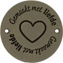 Leren Label rond - gemaakt met liefde 02 groen 35 mm (2 stuks)