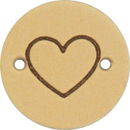 Leren Label rond - hart 01 Naturel 2 cm (2 stuks)
