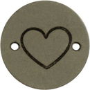 Leren Label rond - hart 02 groen 2 cm (2 stuks)