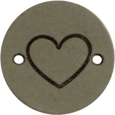 Leren Label rond - hart 02 groen 2 cm 2 stuks 