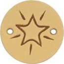 Leren Label rond - ster 01 Naturel 2 cm (2 stuks)