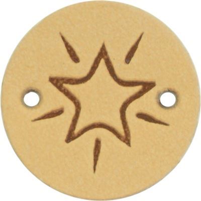 Leren Label rond - ster 01 Naturel 2 cm 2 stuks 