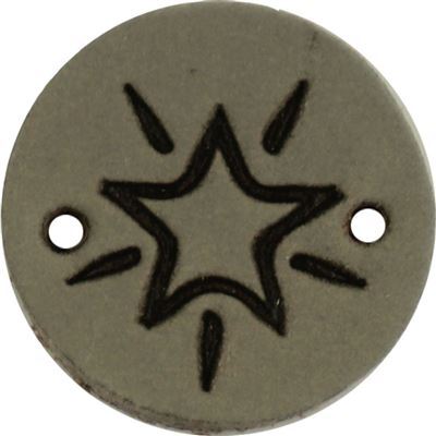 Leren Label rond - ster 02 groen 2 cm 2 stuks 