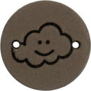 Leren Label rond - wolkje 03 bruin grijs 2 cm (2 stuks)