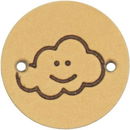 Leren Label rond - wolkje 01 naturel 2 cm (2 stuks)