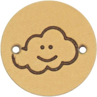 Leren Label rond - wolkje 01 naturel 2 cm 2 stuks 