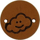 Leren Label rond - wolkje 04 cognac 2 cm (2 stuks)