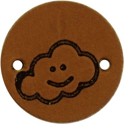 Leren Label rond - wolkje 04 cognac 2 cm 2 stuks 