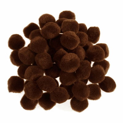 Pompon 12-13 mm bruin beertjes ca 80 stuks 