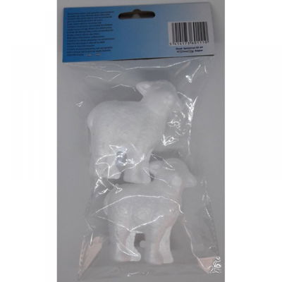 Styropor - piepschuim lammetjes 7,5 a 8 cm 2 stuks 