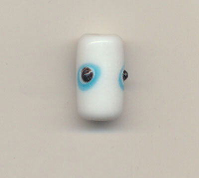 Kraal 15 mm glas - witte kraal met stip 71700 6 stuks op=op 