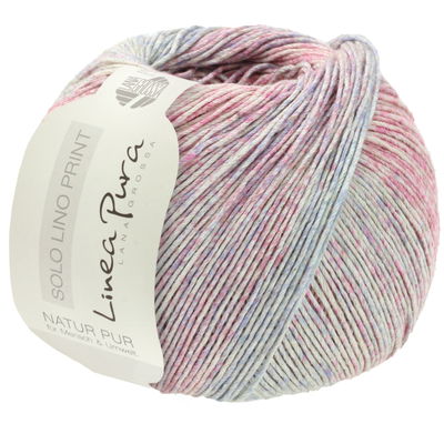 Lana Grossa Solo Lino print 158 blauw roze opruiming 