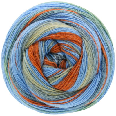 Lana Grossa Gomitolo tosca 167 blauw, groen, oranje opruiming 