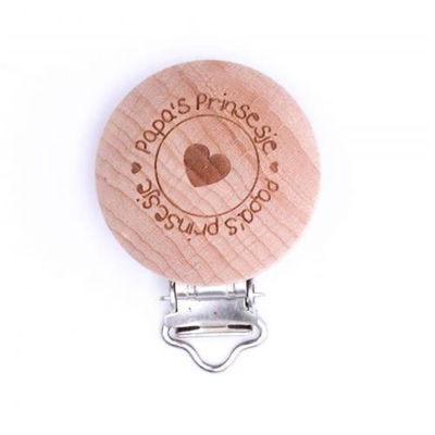 Clip voor speen hout - Papa s prinsesje 1 stuk 